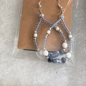 Chic Silver and Blue Beaded Earrings